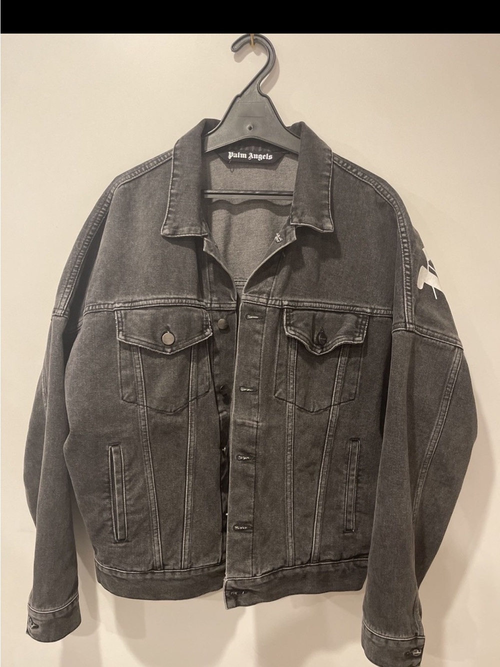 Palm Angels Black Washed Denim Trucker Jacket